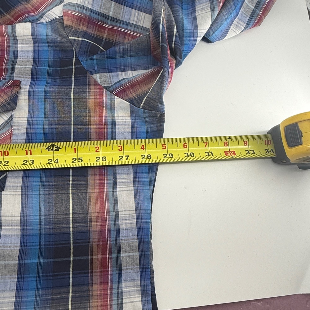 Ely Cattleman Mens XXL Plaid Metallic Lurex Western Pearl Snap Shirt Long Slv - Picture 7 of 8